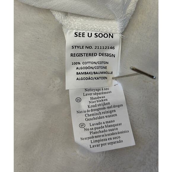 Anthropologie See U Soon Top Women's Off White Button Up L/S Crochet Size S NWT - Picture 9 of 11